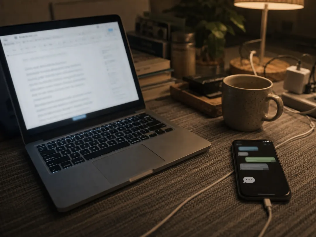 late night laptop and chat phone