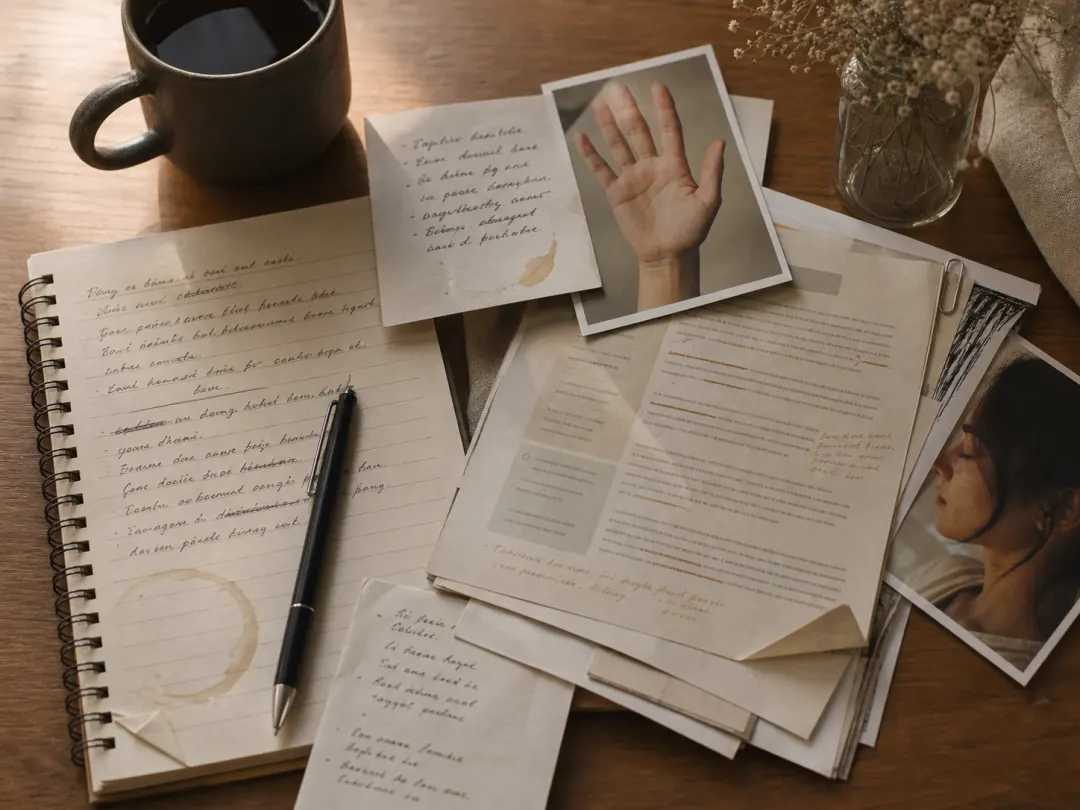 notes and report pages on table